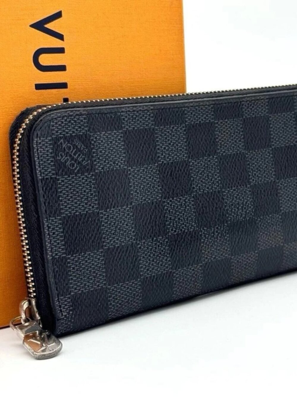 Louis Vuitton Damier Graphite Zippy Wallet Vertical Long Wallet Gray Mens Zip